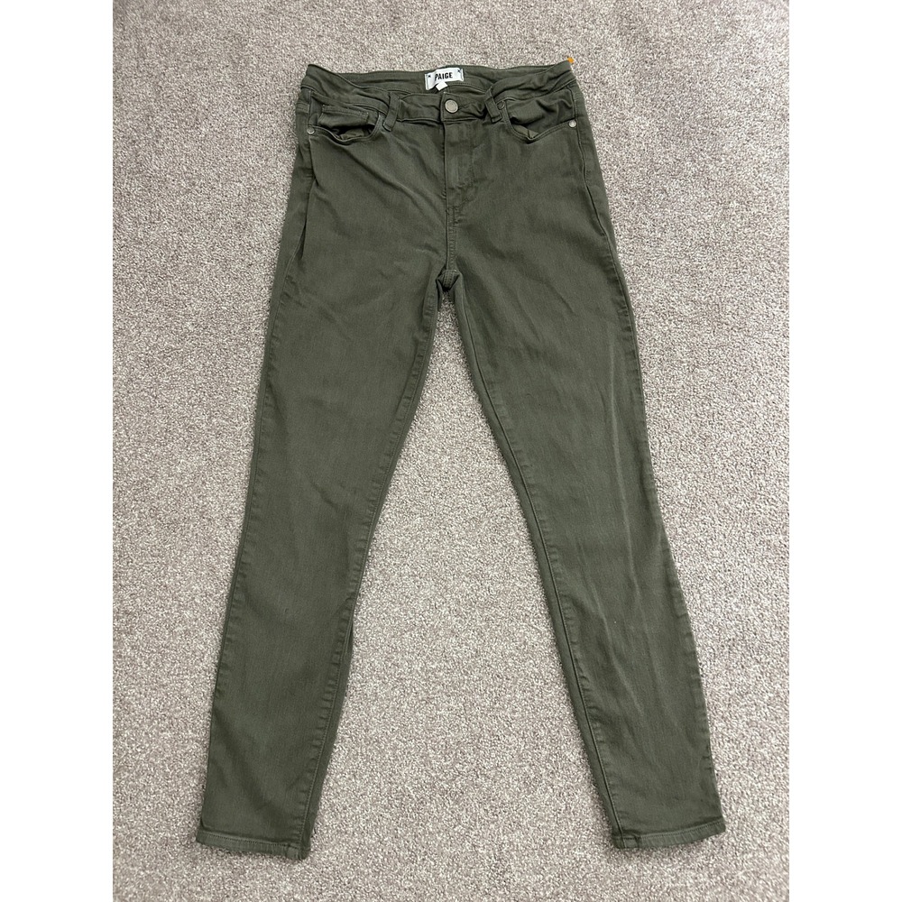PAIGE Hoxton Ankle Skinny Jeans Womens 29 Olive Green EX High Rise Stretch